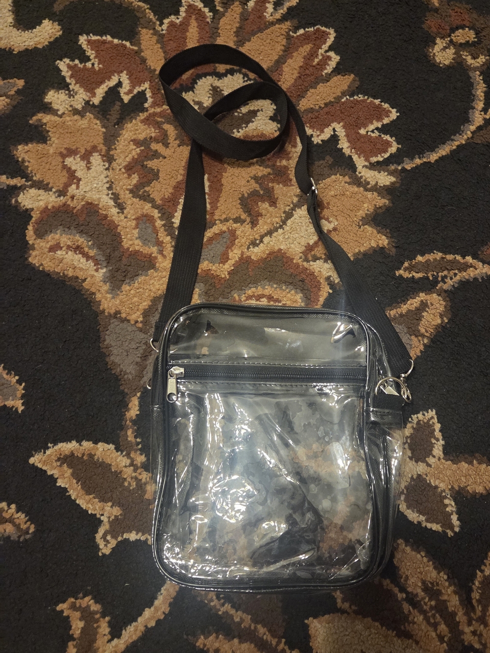 Clear Crossbody Bag with Black Trim - Transparent Shoulder Purse